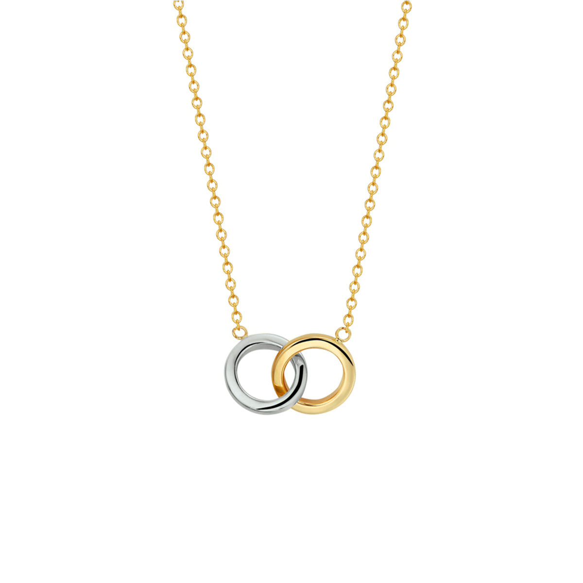 collier rondjes 40 - 42 - 44 cm 14K bicolor goud geel/wit - rondje,bolletje,ringetje,draad