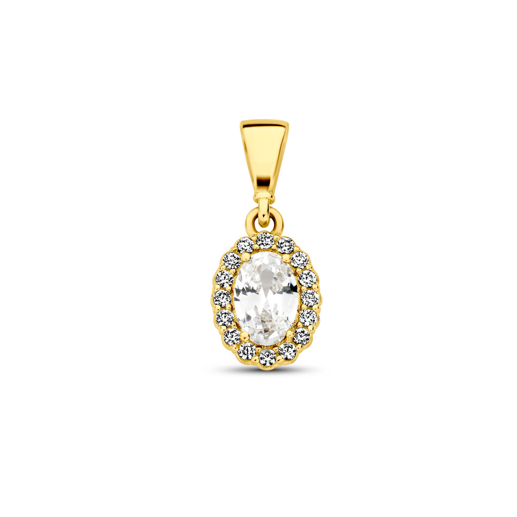 hanger met geboortesteen zirkonia 14K geelgoud