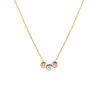 collier tricolor zirkonia 42 - 44 - 46 cm 14K tricolor goud - rondje,bolletje,ringetje,draad