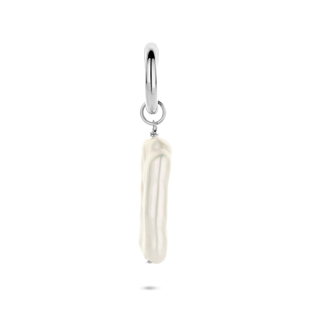oorring parel per stuk 26 mm zilver gerhodineerd