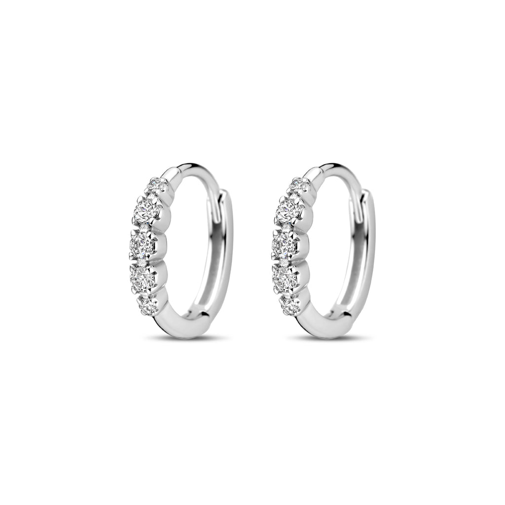 Klappohrringe Zirkonia 11,5 mm Silber rhodiniert