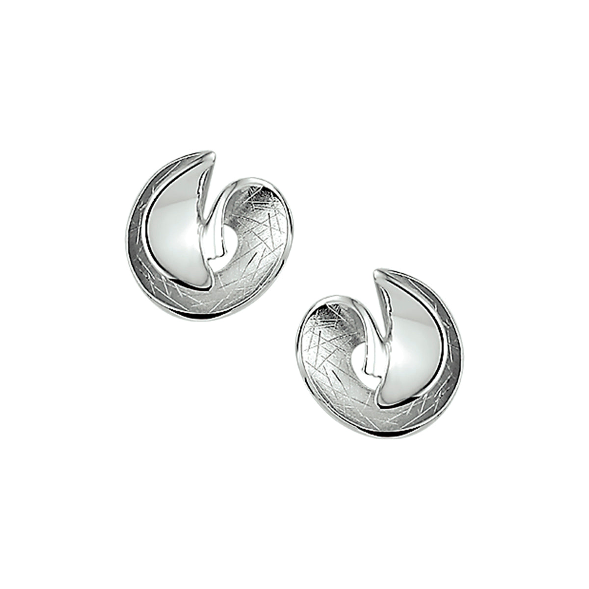 Ohrstecker aus zerkratztem Silber rhodiniert
