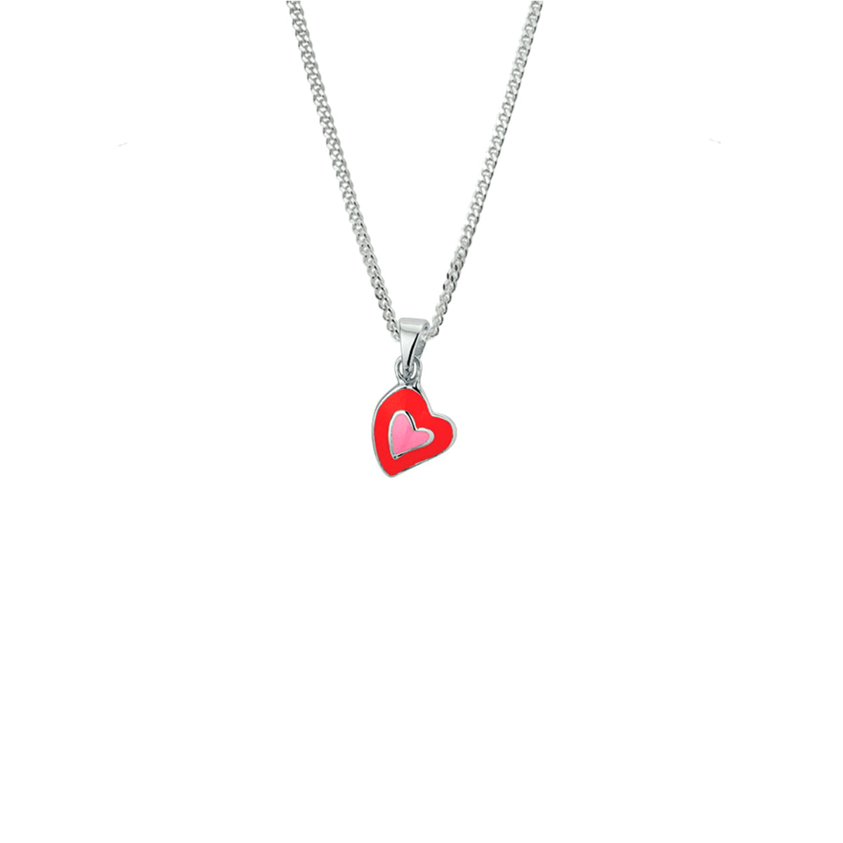 collier hartje emaille 36 + 4 cm zilver gerhodineerd