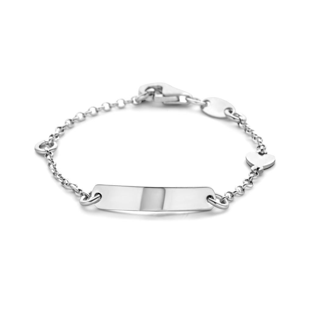 Gravurarmband Herzplättchen 4,0 mm Silber rhodiniert