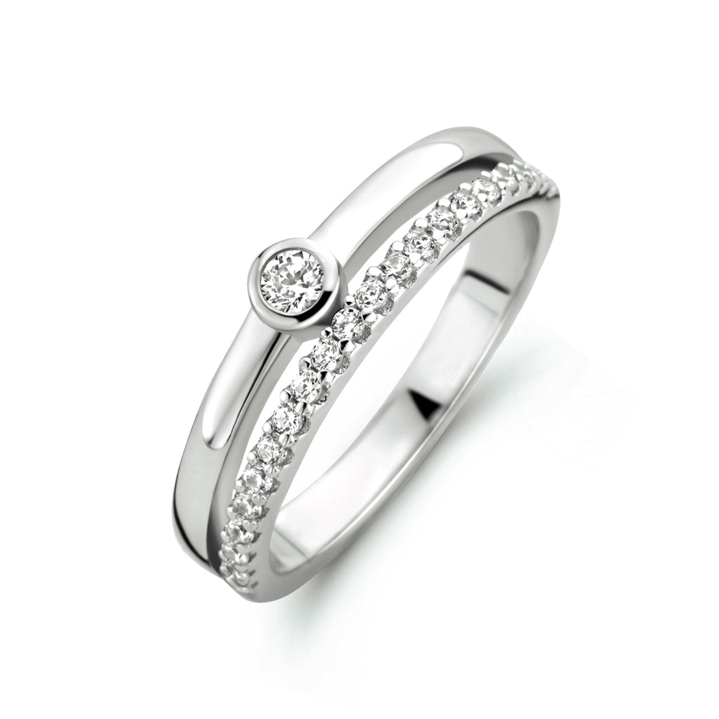 ring zirkonia zilver gerhodineerd