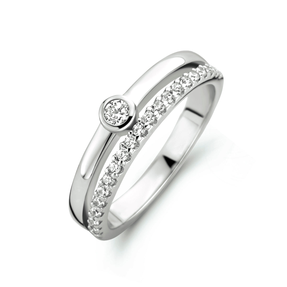 Ring Zirkonia Silber rhodiniert