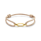 Armband satinbeige 13 - 26 cm 14K Gold mit Kautschuk/Nylon/Leder