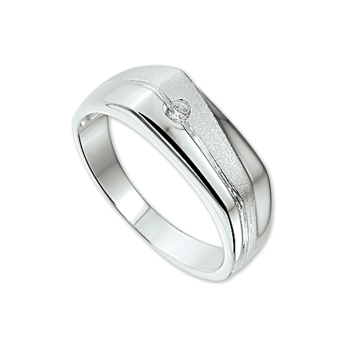 Ring Zirkonia Kreuz Modell Poly/Silber matt weiß