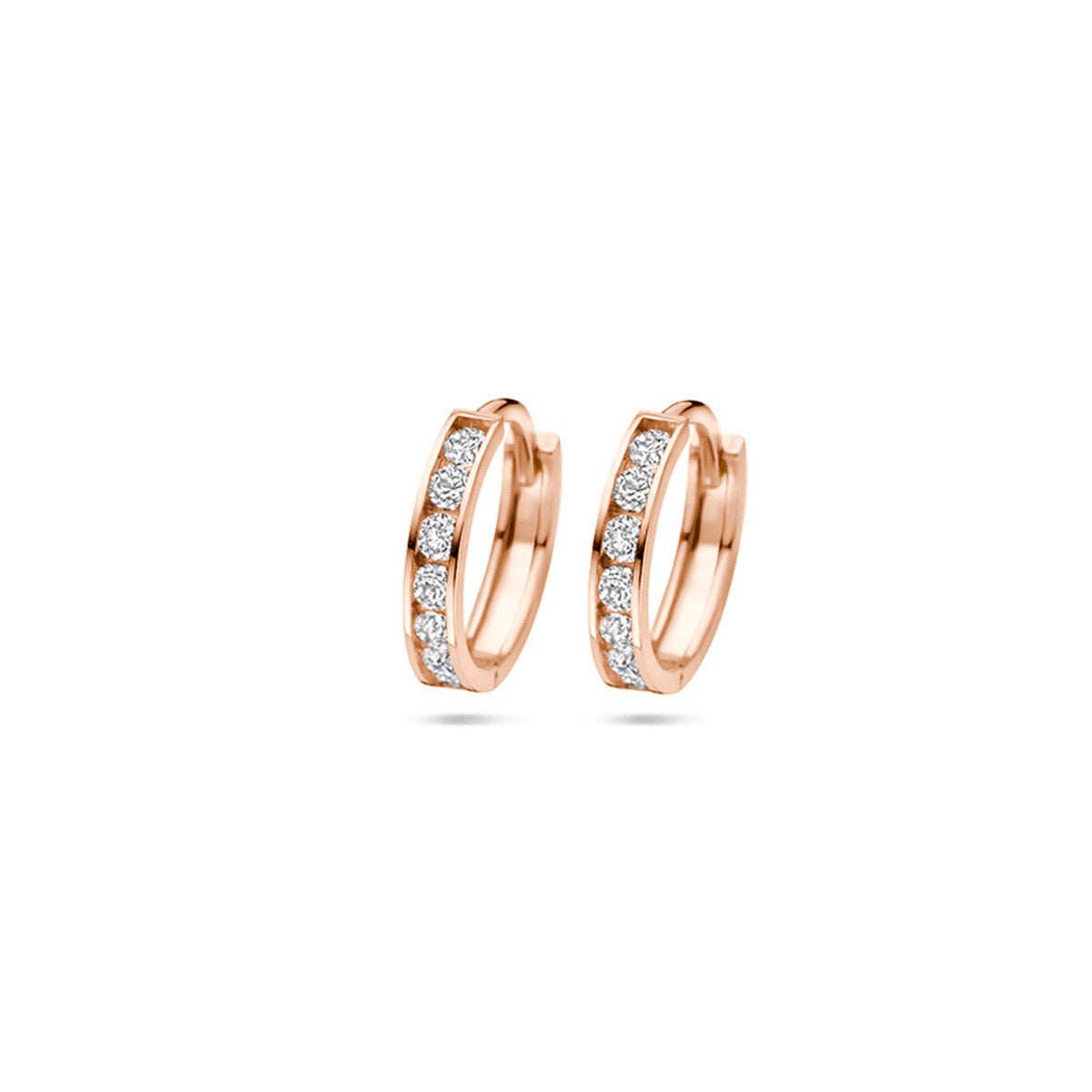 klapoorringen zirkonia 12,5 mm 14K roségoud