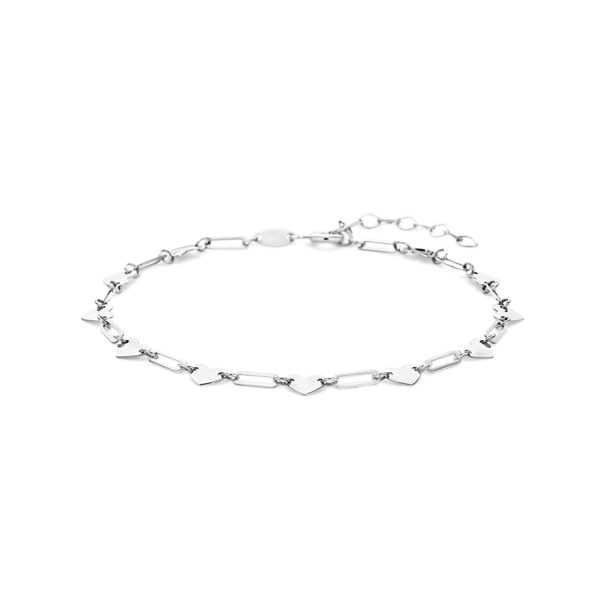 Armband Herzen 16 + 3 cm Silber rhodiniert