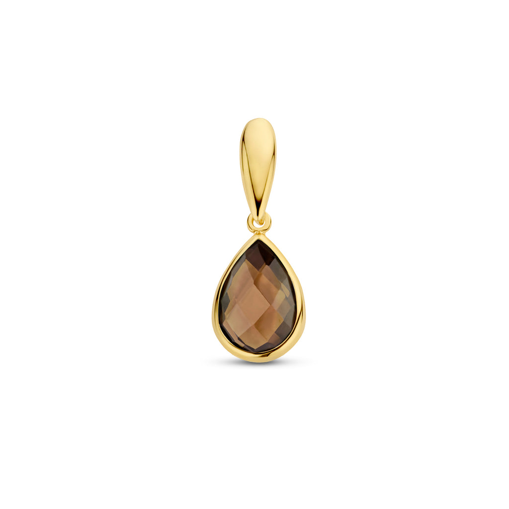 Anhänger Rauchquarz 12,5 mm 14K Gelbgold