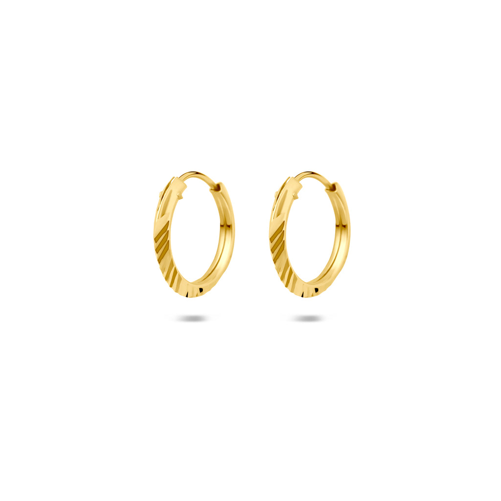 oorringen gediamanteerd buis 1,5 mm 14K geelgoud