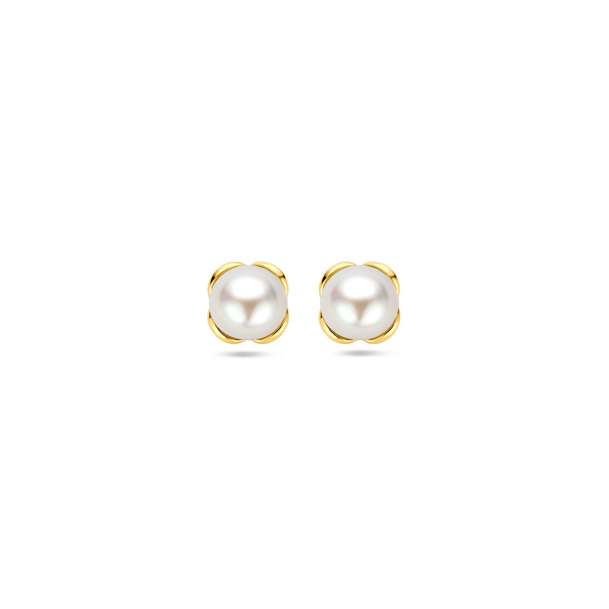 oorknoppen bloem parel 14K geelgoud