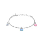 armband bloemen emaille 13 + 3 cm zilver gerhodineerd