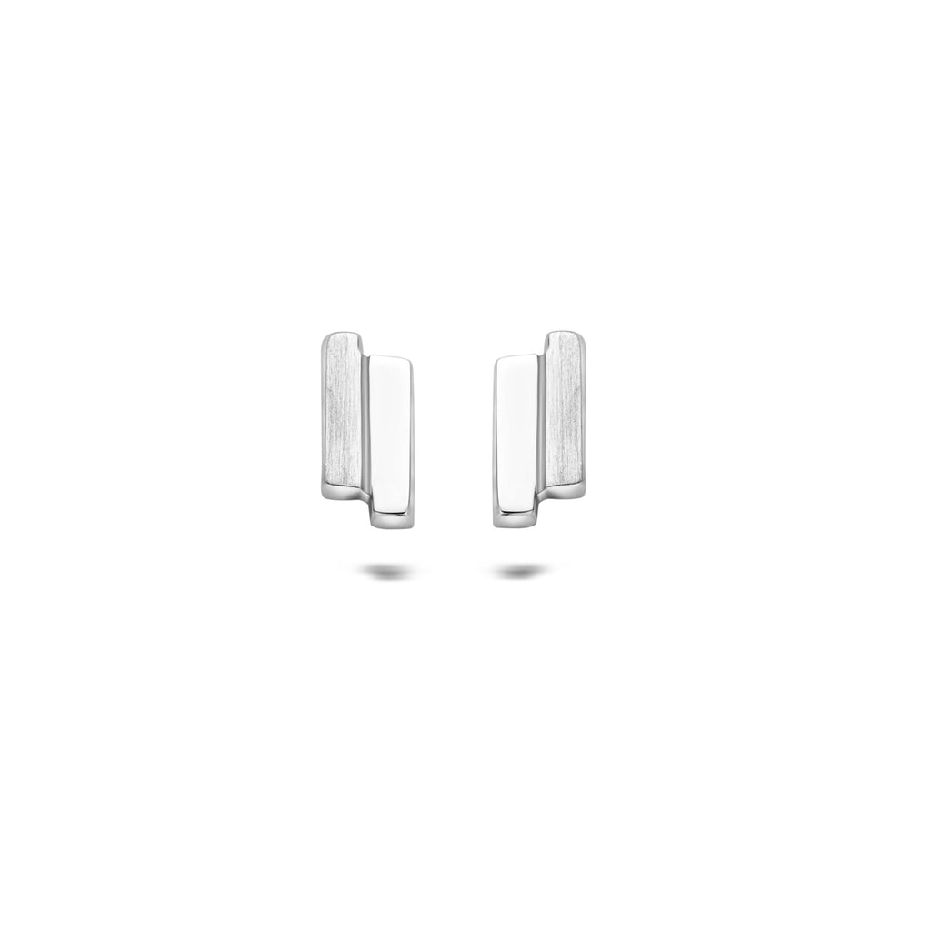Ohrstecker poliert/matt 10,3 mm Silber rhodiniert