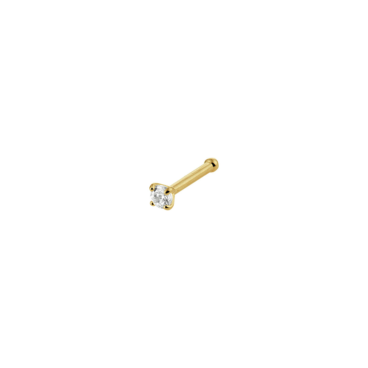 Kugel-Nasenstecker aus 14-karätigem Gelbgold mit Zirkonia