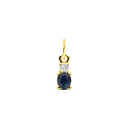 hanger saffier en zirkonia 12 mm 14K geelgoud