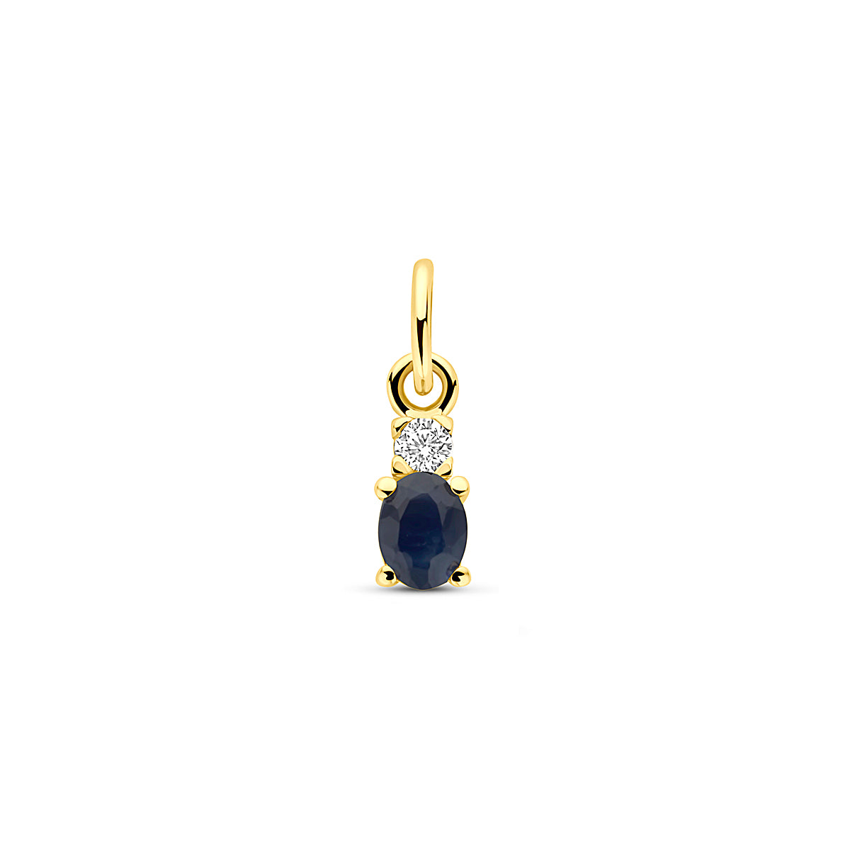 hanger saffier en zirkonia 12 mm 14K geelgoud
