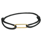Armband Satin Schwarz 13 - 26 cm 14K Gold mit Gummi/Nylon/Leder