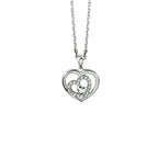 collier hart zirkonia 41 + 4 cm zilver gerhodineerd