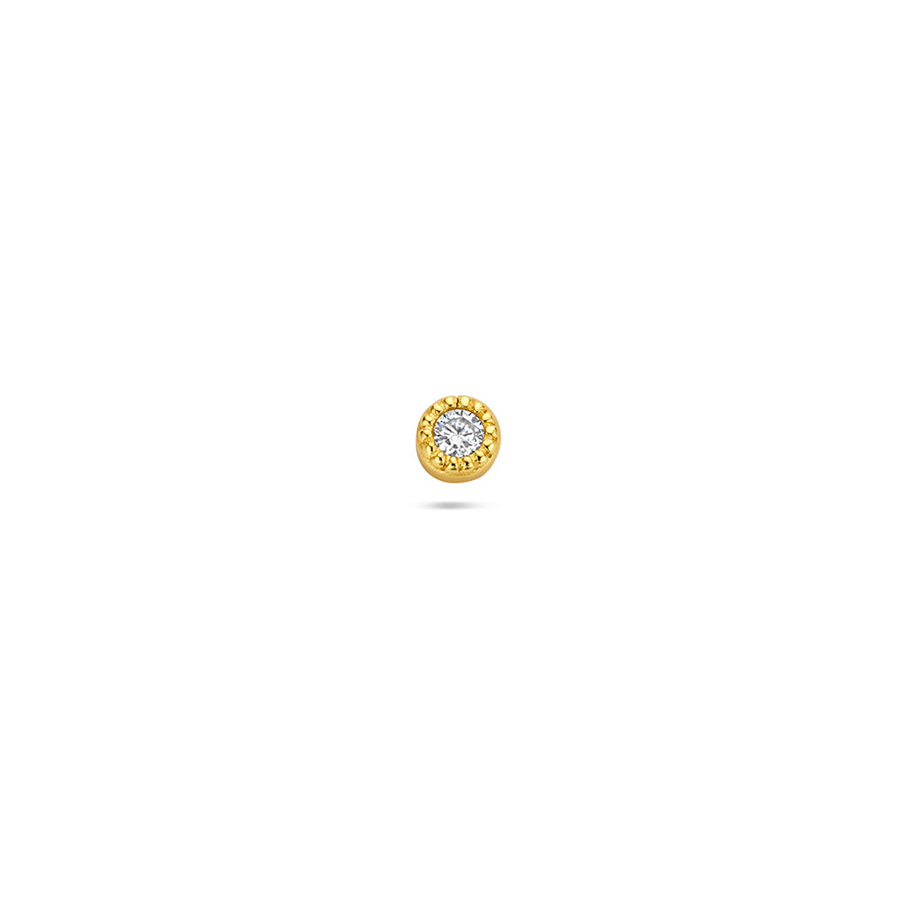 Flat Back Piercing rund Zirkonia 3,3 mm 1 Micron Silber vergoldet (gelb)