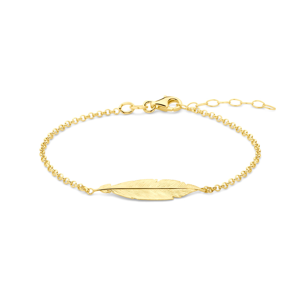 Armband Feder 16,5 + 2,5 cm 3 Mikron versilbert (gelb)