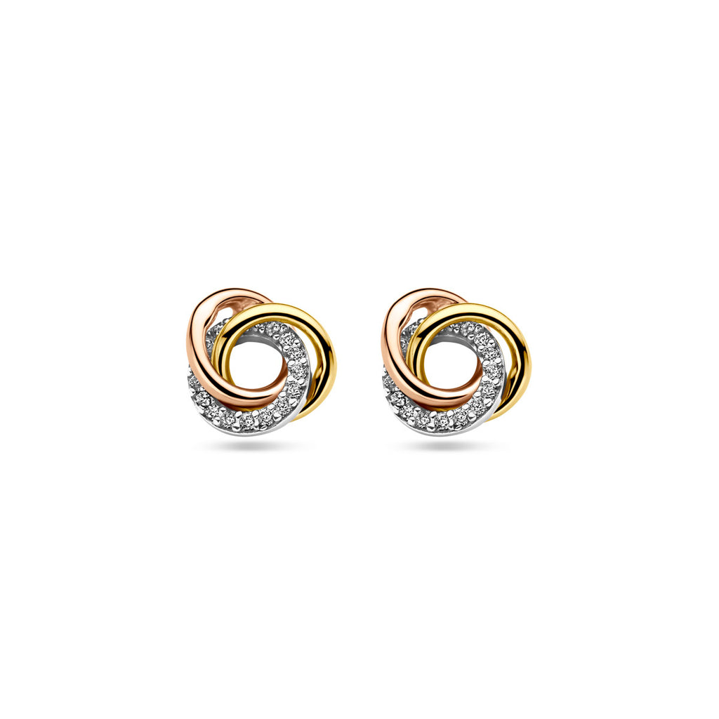 oorknoppen 9 mm 14K tricolor goud