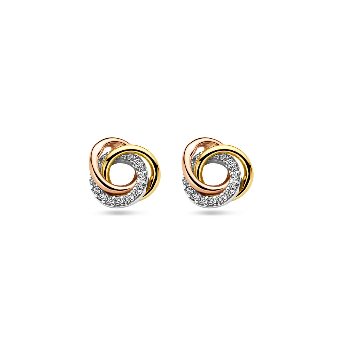 Ohrstecker 9 mm 14K Tricolor Gold