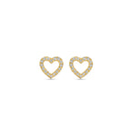 oorknoppen hart diamant 0.11ct (2x 0.055ct) h si 7 mm 14K geelgoud