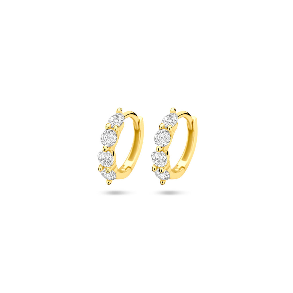 klapoorringen zirkonia 12,5 mm 1 micron zilver verguld (geel)