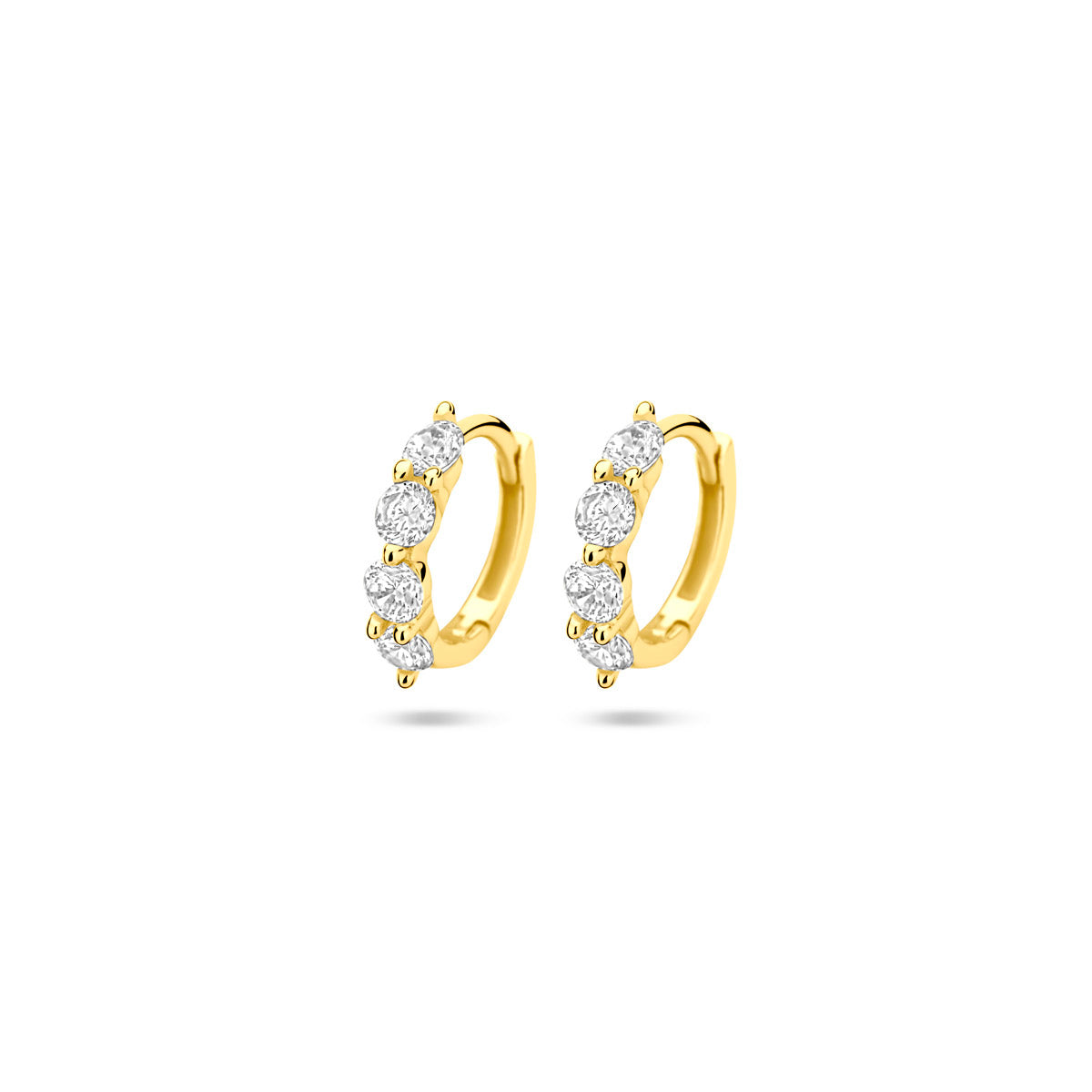 Klappohrringe Zirkonia 12,5 mm 1 Mikron versilbert (gelb)