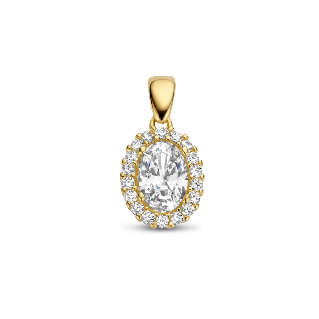 Anhänger Zirkonia Halo 14K Gelbgold