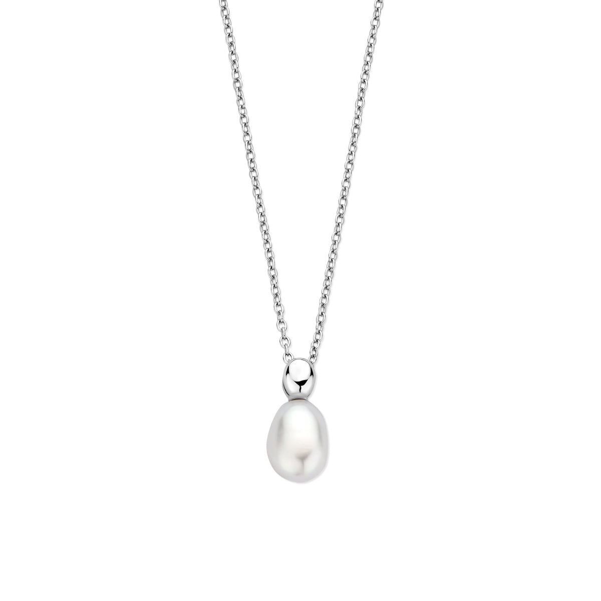 collier parel 40 + 4 cm zilver gerhodineerd