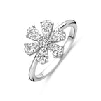 ring bloem wit zirkonia zilver gerhodineerd