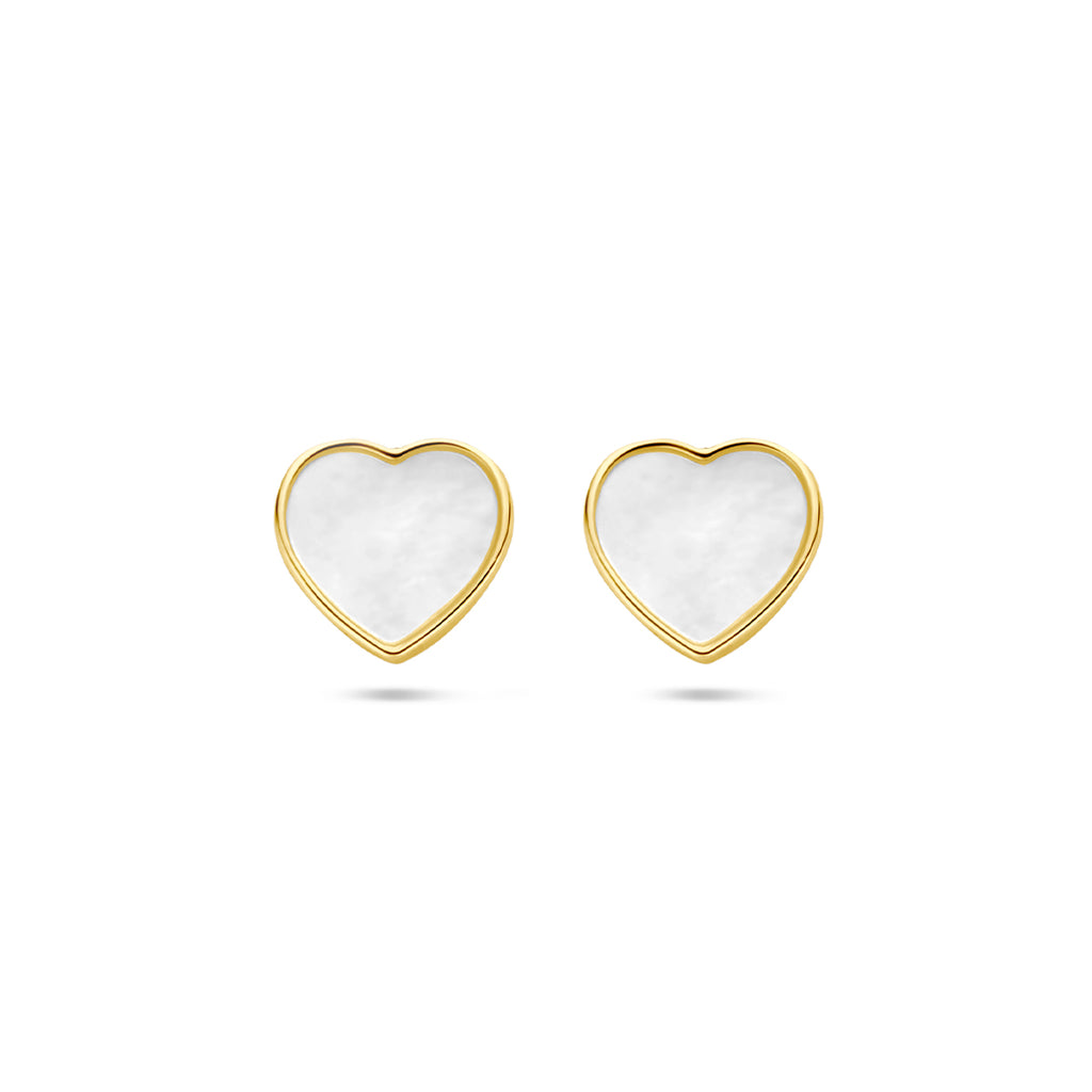 Ohrstecker Herz Perlmutt 14K Gelbgold