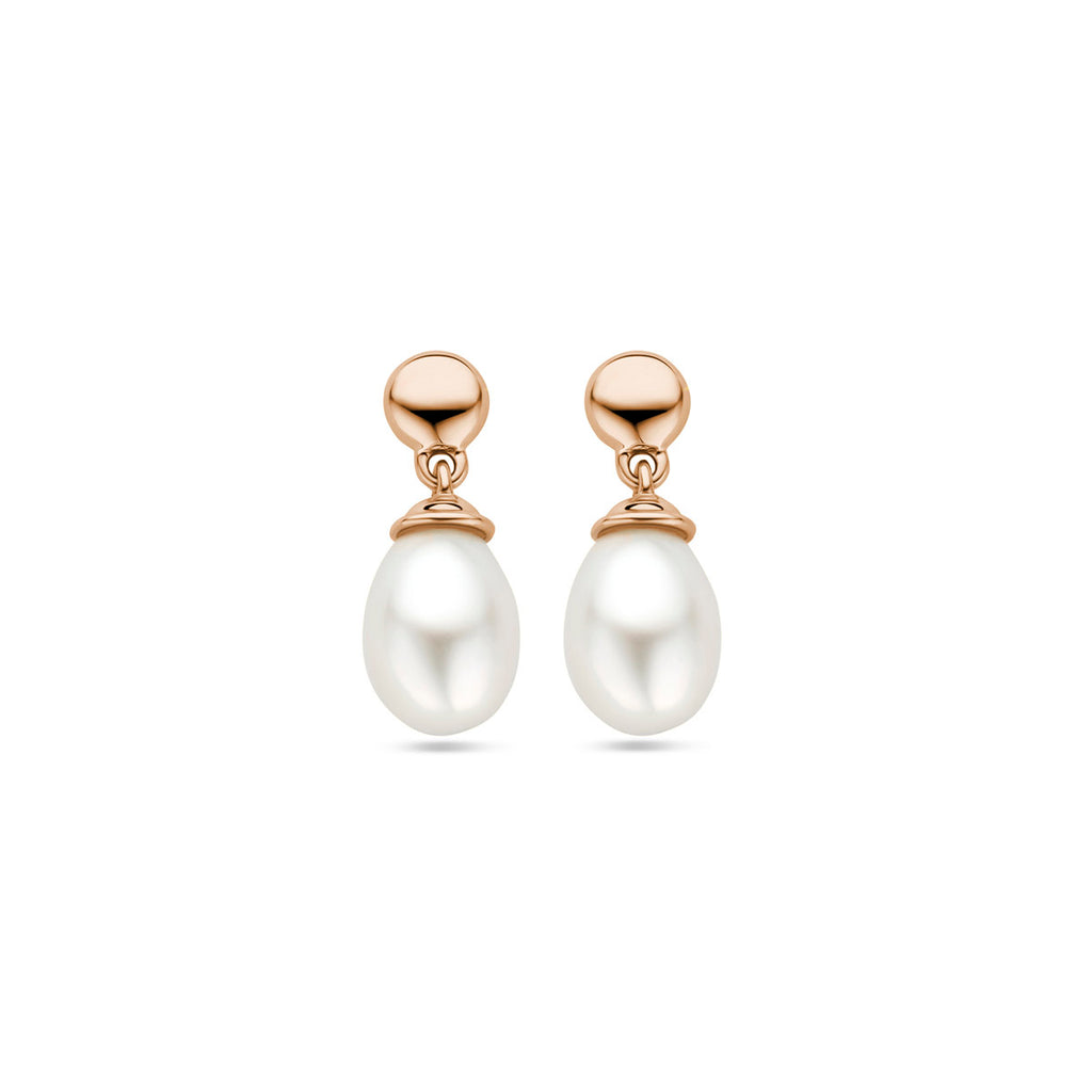 oorhangers parel 15 mm 14K roségoud - ovaal