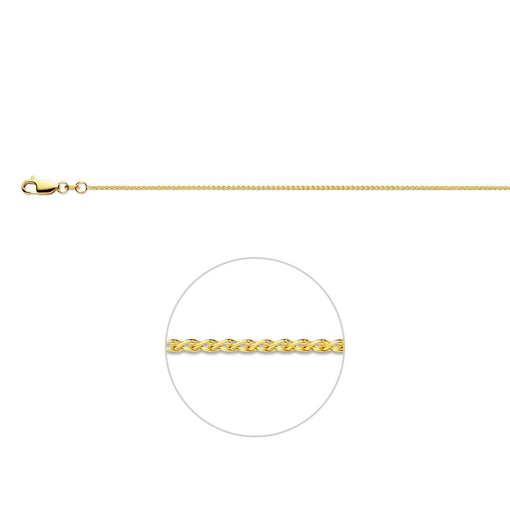 vossestaart rond 1,1 mm 14K geelgoud