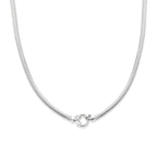 collier Slang flach mit großem Federringverschluss 4,3 mm 45 cm Silber rhodiniert