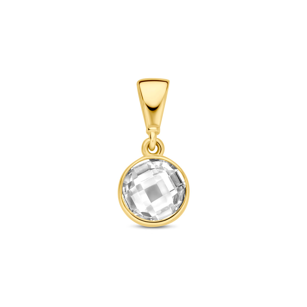9k hanger zirkonia rond 6,5 mm 9K geel - rond