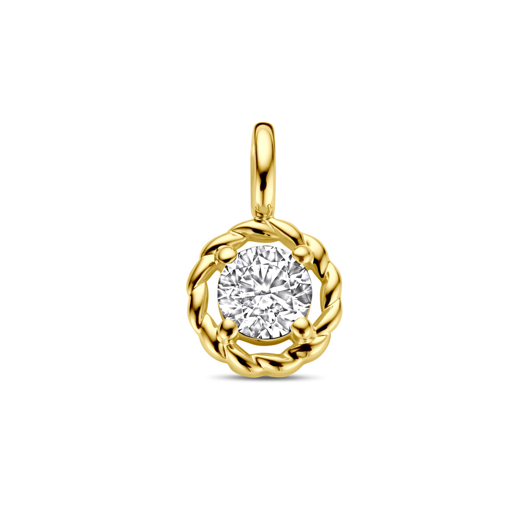 Anhänger Zirkonia 12 mm 14K Gelbgold