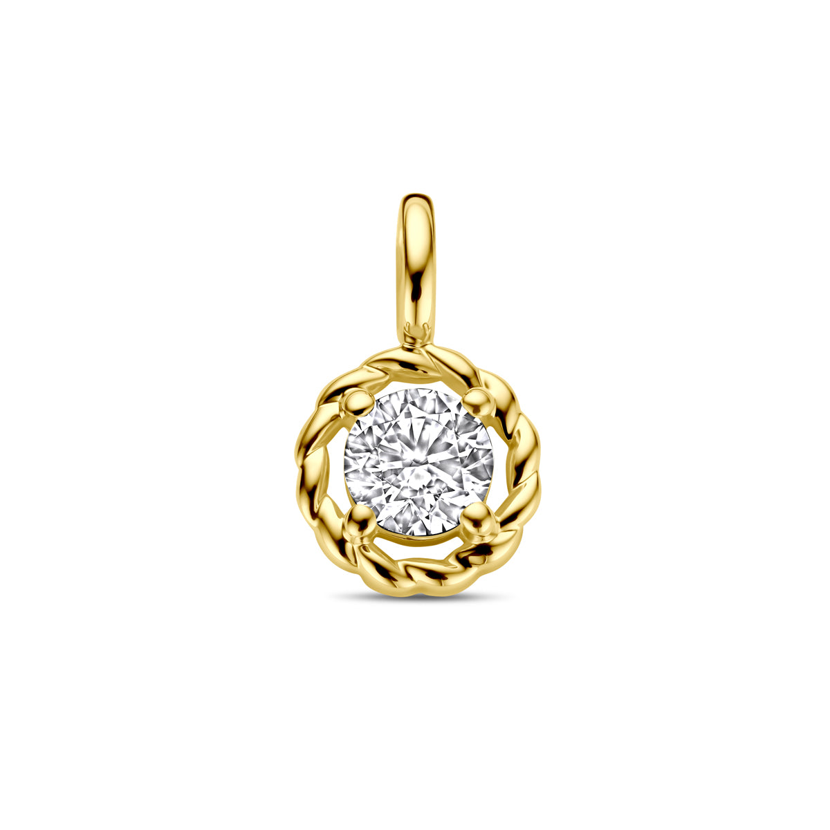 Anhänger Zirkonia 12 mm 14K Gelbgold