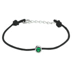 armband katoen synth. smaragd 15,5 + 2,5 cm zilver gerhodineerd met rubber/nylon/leer