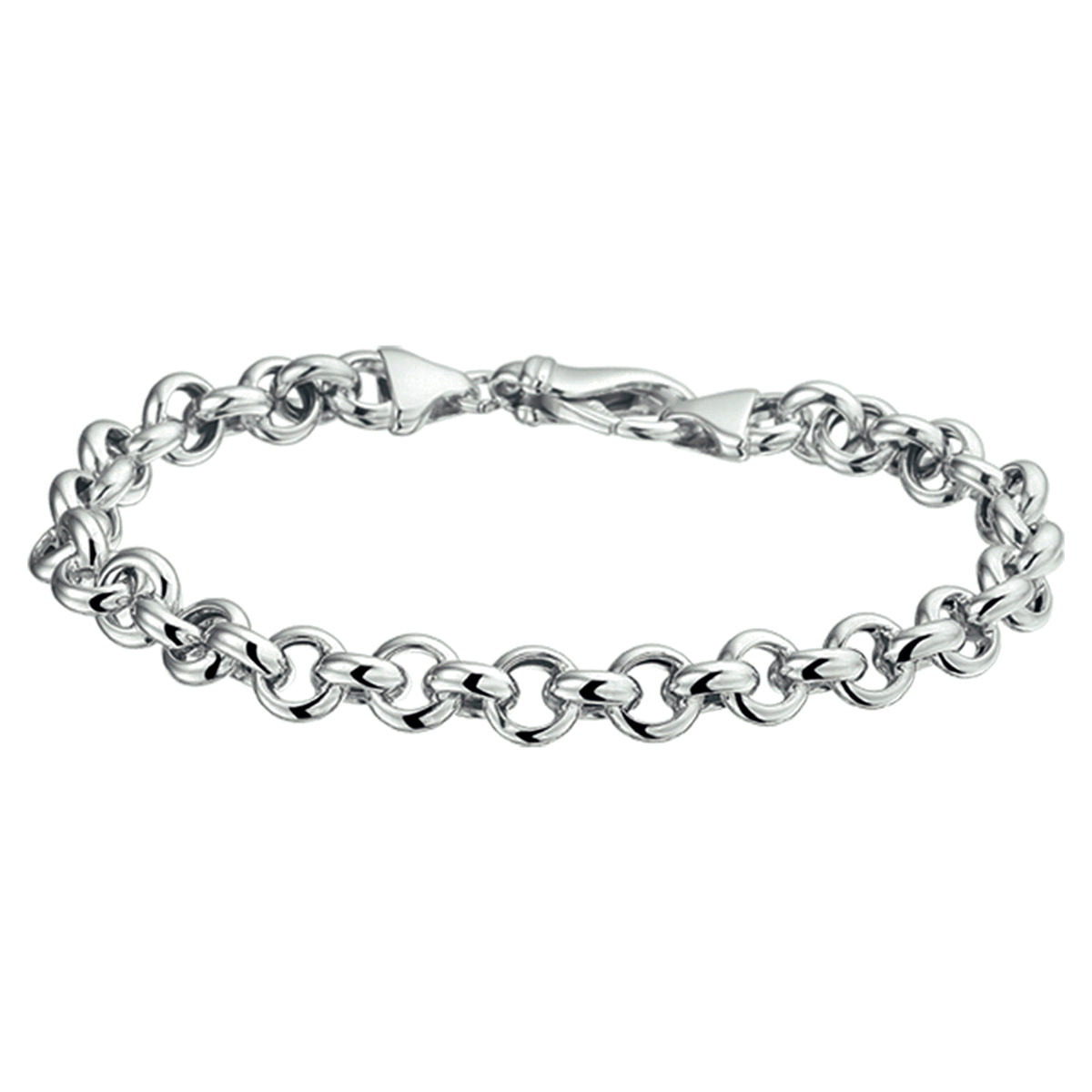 Armband Jasseron 7 mm 19,5 cm Silber rhodiniert