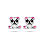 Ohrstecker Emaille Panda Silber rhodiniert