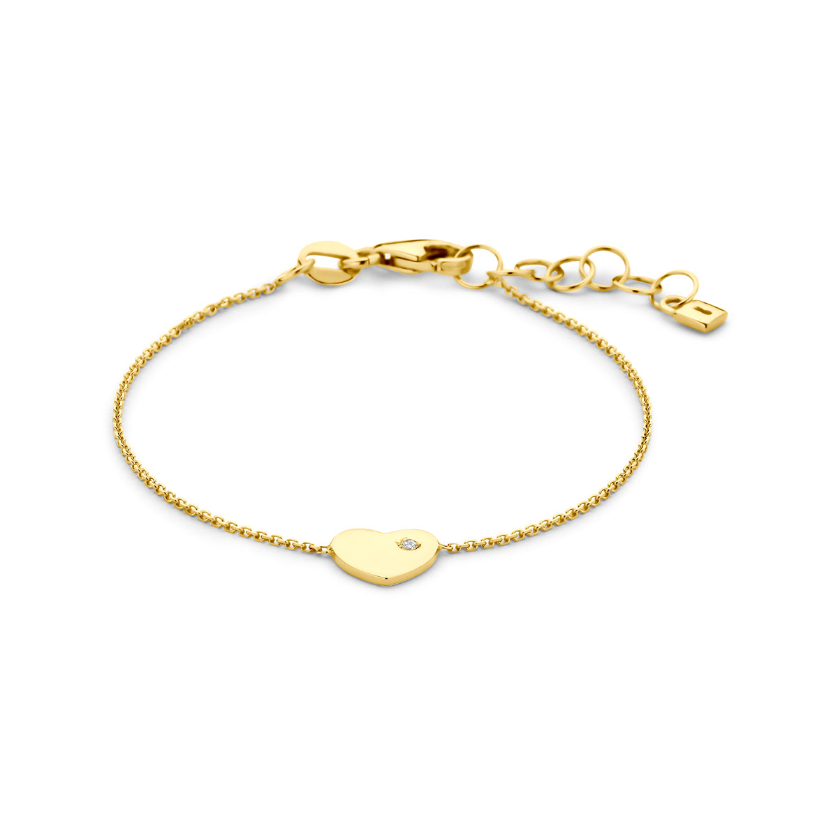 9k armband hartje zirkonia 11 + 2 cm 9K geel