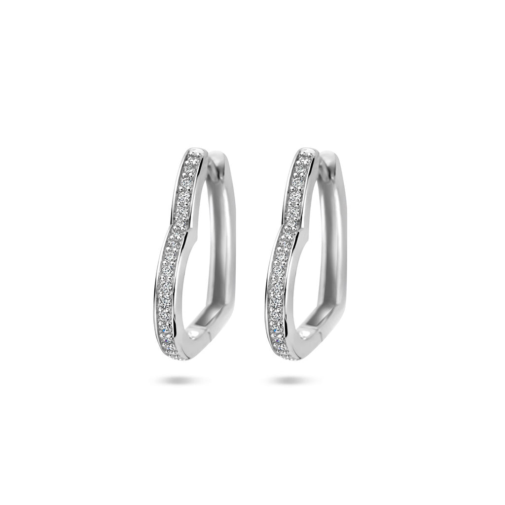 klapoorringen hart zirkonia 21 mm zilver gerhodineerd
