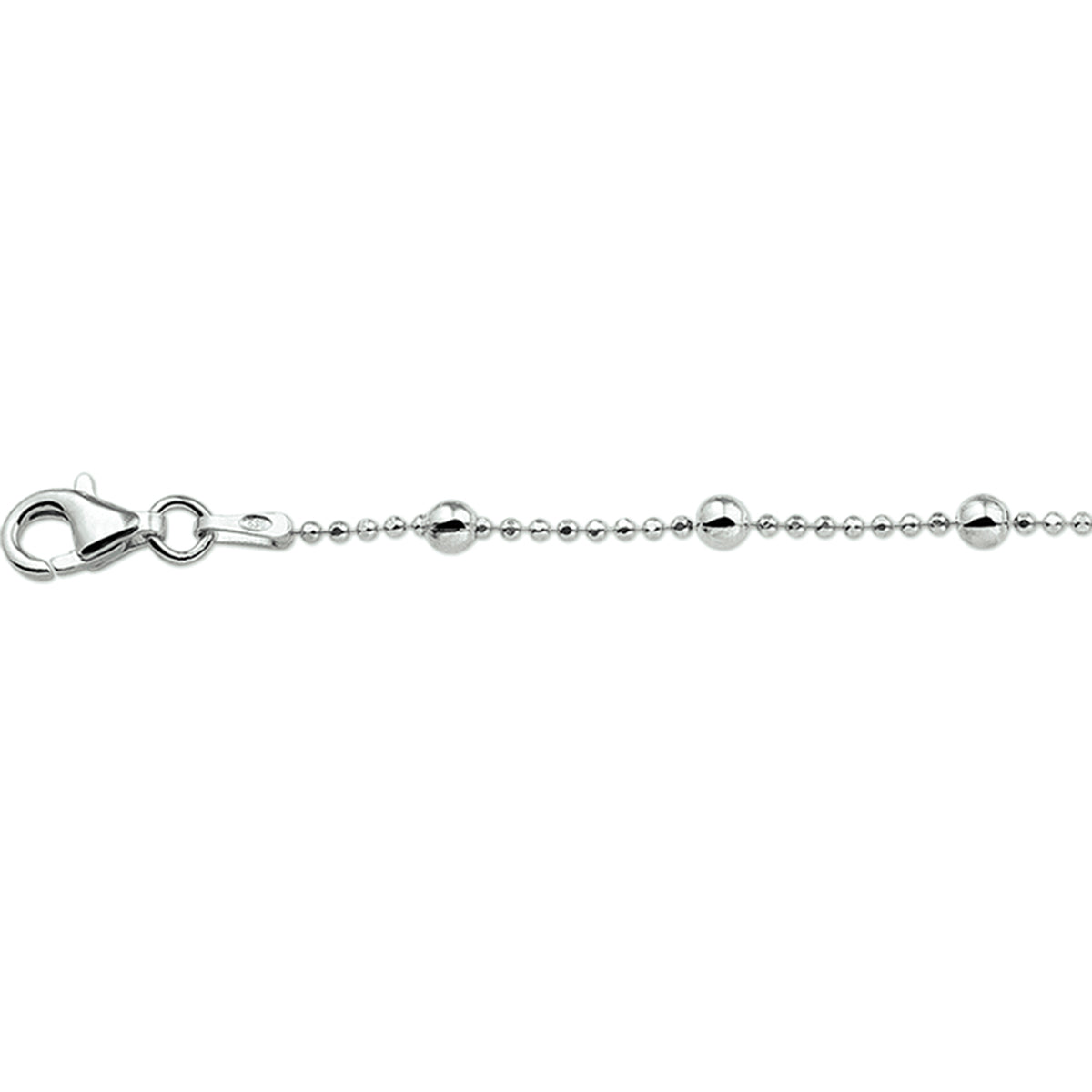 enkelbandje bolletjes 24 + 2 cm zilver gerhodineerd