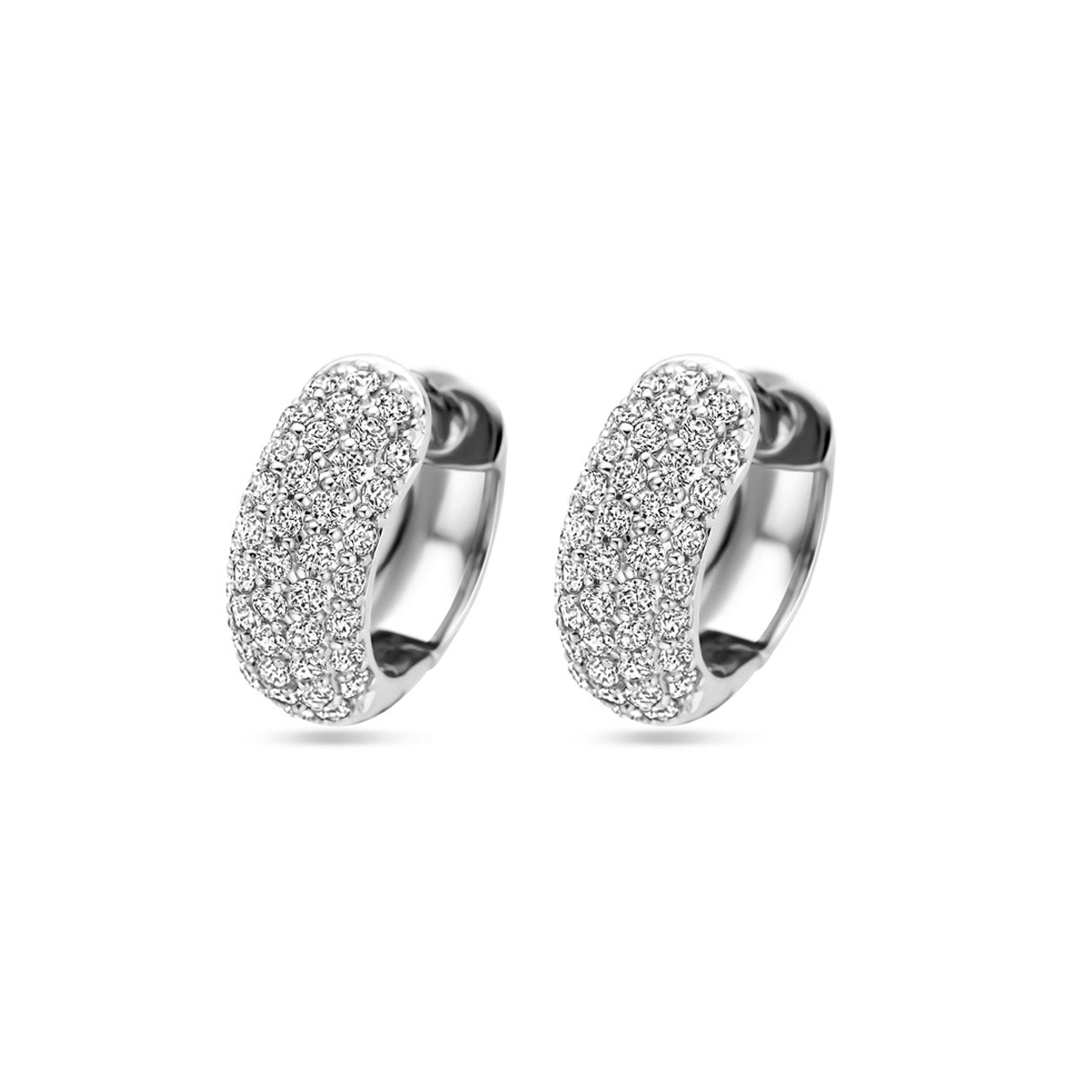 klapoorringen zirkonia 16 mm zilver gerhodineerd