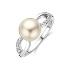 ring parel en zirkonia zilver gerhodineerd