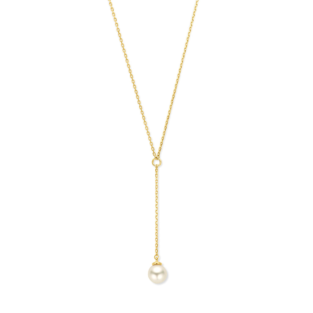 Y-collier parel 43 - 45 - 47 14K geelgoud